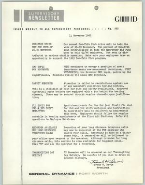 Convair Supervisory Newsletter, Number 592, November 14, 1962