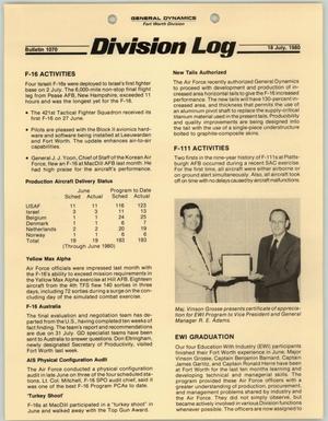 Division Log, Number 1070, July 18, 1980