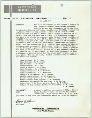 Convair Supervisory Newsletter, Number 797, April 18, 1969