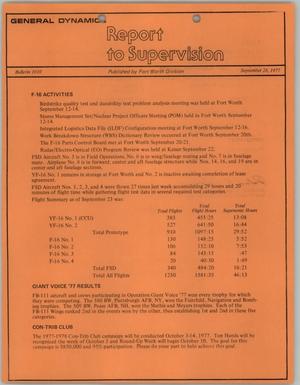 Convair Report to Supervision, Number 1010, September 28, 1977
