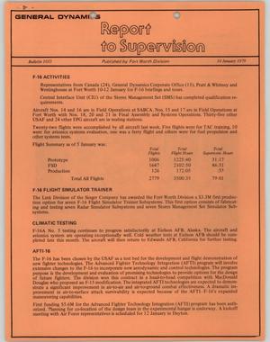 Convair Report to Supervision, Number 1035, January 10, 1979