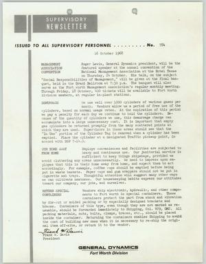 Convair Supervisory Newsletter, Number 784, October 16, 1968
