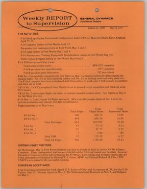 Convair Weekly Report to Supervision, Number 1002, May 12, 1977