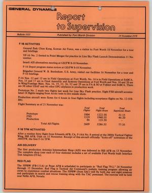 Primary view of object titled 'Convair Report to Supervision, Number 1033, November 29, 1978'.