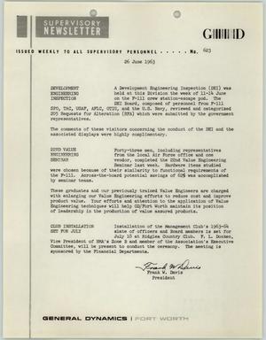 Convair Supervisory Newsletter, Number 623, June 26, 1963