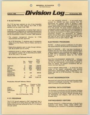 Division Log, Number 1056, December 10, 1979