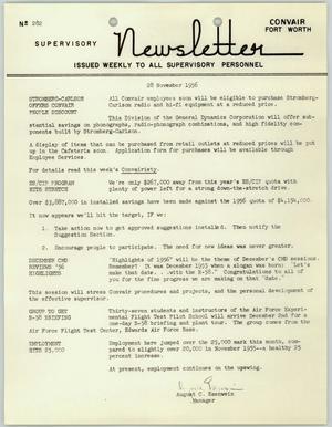 Convair Supervisory Newsletter, Number 282, November 28, 1956