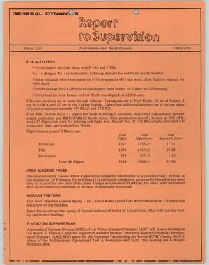 Primary view of object titled 'Convair Report to Supervision, Number 1039, March 7, 1979'.