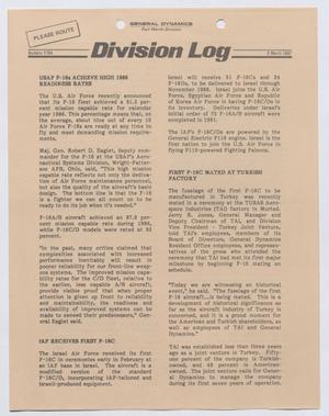 Primary view of object titled 'Division Log, Number 7154, March 6, 1987'.