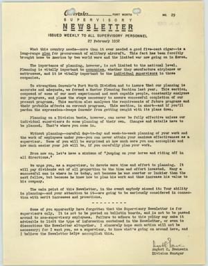 Convair Supervisory Newsletter, Number 29, February 27, 1952