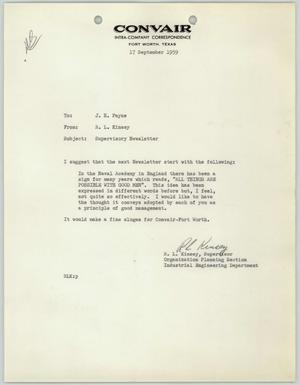 [Letter from R. L. Kinsey to J. H. Payne, September 17, 1959]