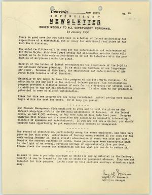Convair Supervisory Newsletter, Number 24, January 23, 1952