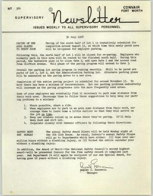 Convair Supervisory Newsletter, Number 369, July 30, 1958
