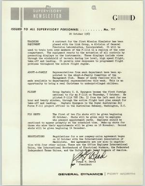 Convair Supervisory Newsletter, Number 707, October 20, 1965