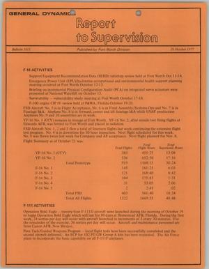Convair Report to Supervision, Number 1011, October 26, 1977