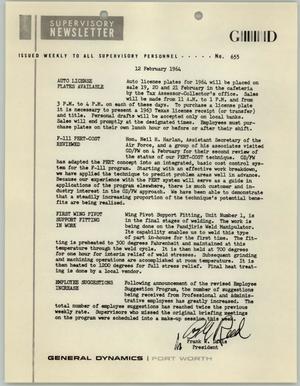 Convair Supervisory Newsletter, Number 655, February 12, 1964