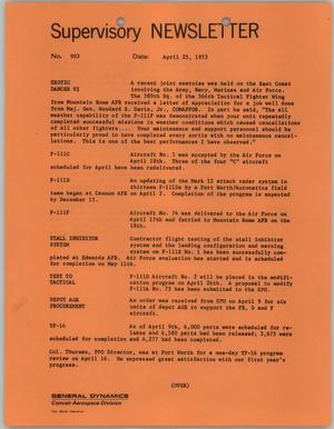 Convair Supervisory Newsletter, Number 903, April 25, 1973