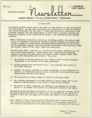 Convair Supervisory Newsletter, Number 192, April 13, 1955