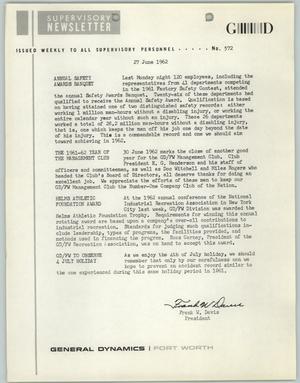Convair Supervisory Newsletter, Number 571, June 27, 1962