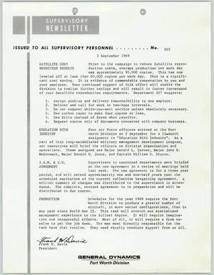 Convair Supervisory Newsletter, Number 807, September 3, 1969