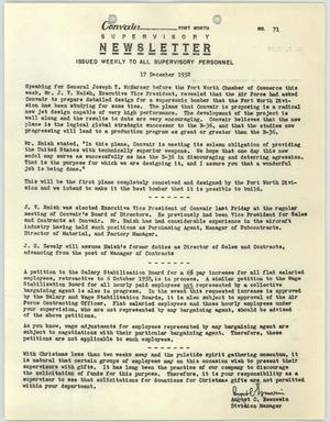 Convair Supervisory Newsletter, Number 71, December 17, 1952