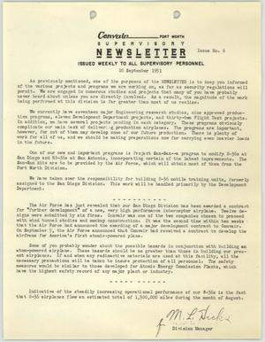Convair Supervisory Newsletter, Number 6, September 18, 1951
