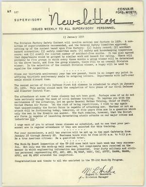 Primary view of object titled 'Convair Supervisory Newsletter, Number 127, January 13, 1954'.