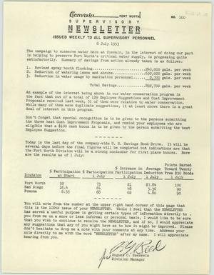 Primary view of object titled 'Convair Supervisory Newsletter, Number 100, July 8, 1953'.