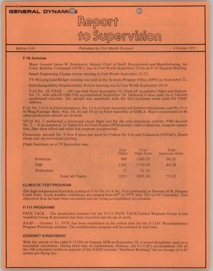 Primary view of object titled 'Convair Report to Supervision, Number 1030, October 4, 1978'.