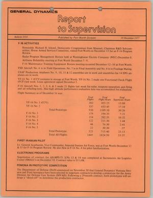Primary view of object titled 'Convair Report to Supervision, Number 1014, December 19, 1977'.