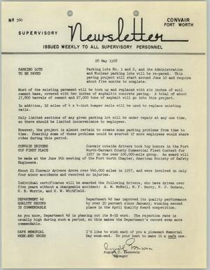 Convair Supervisory Newsletter, Number 360, May 28, 1958