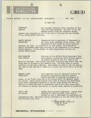 Convair Supervisory Newsletter, Number 622, June 19, 1963