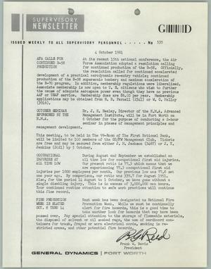 Convair Supervisory Newsletter, Number 535, October 4, 1961
