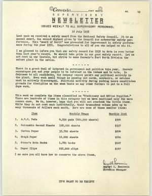 Convair Supervisory Newsletter, Number 49, July 16, 1952