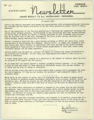 Primary view of object titled 'Convair Supervisory Newsletter, Number 159, August 25, 1954'.