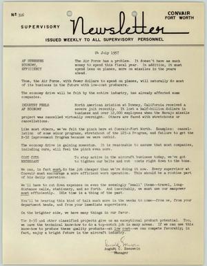 Convair Supervisory Newsletter, Number 316, July 24, 1957
