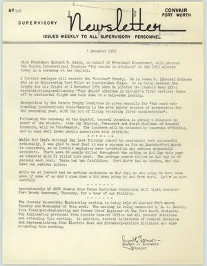 Convair Supervisory Newsletter, Number 226, December 7, 1955