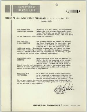 Convair Supervisory Newsletter, Number 679, August 5, 1964