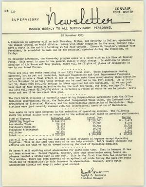 Convair Supervisory Newsletter, Number 119, November 18, 1953
