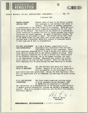 Convair Supervisory Newsletter, Number 637, October 2, 1963