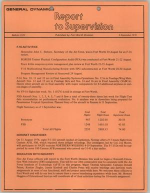 Convair Report to Supervision, Number 1028, September 6, 1978
