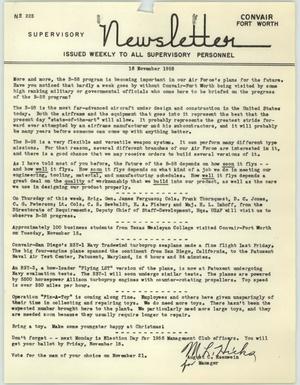 Convair Supervisory Newsletter, Number 223, November 16, 1955