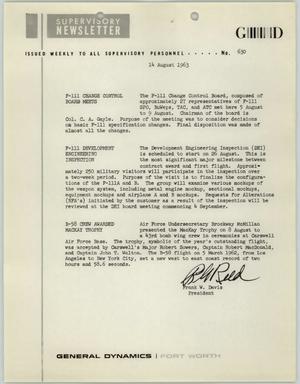 Convair Supervisory Newsletter, Number 630, August 14, 1963
