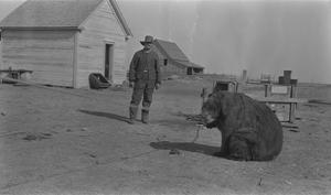 [Man and Bear on Chain]