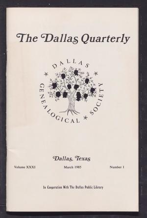 The Dallas Quarterly, Volume 31, Number 1, March 1985