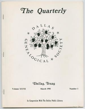 Primary view of object titled 'The Quarterly, Volume 27, Number 1, March 1981'.