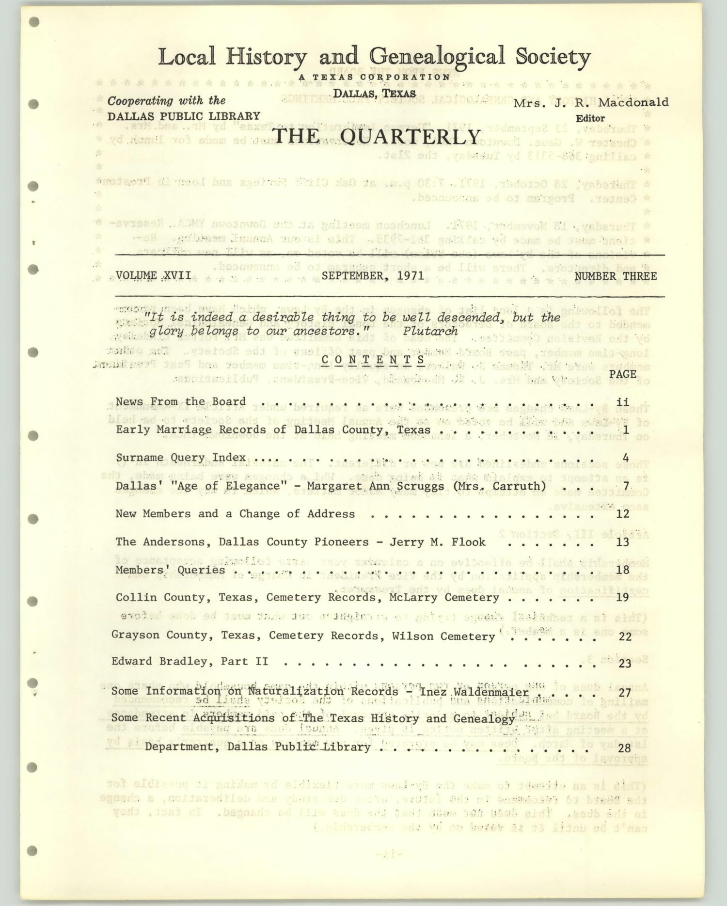 The Quarterly, Volume 17, Number 3, September 1971
                                                
                                                    Title Page
                                                