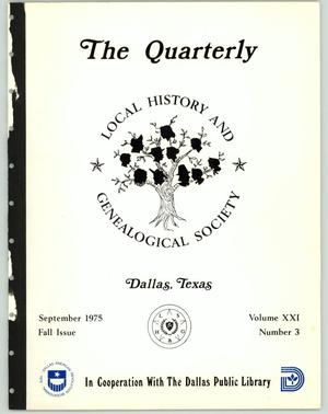 Primary view of object titled 'The Quarterly, Volume 21, Number 3, September 1975'.
