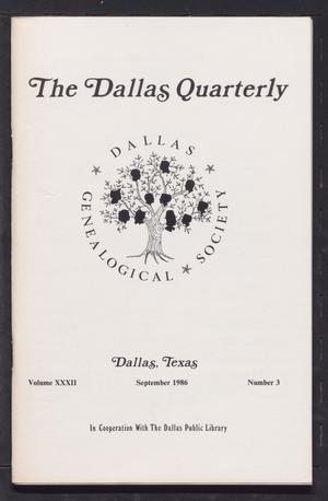 Primary view of object titled 'The Dallas Quarterly, Volume 32, Number 3, September 1986'.