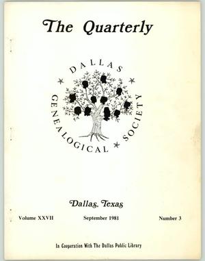 Primary view of object titled 'The Quarterly, Volume 27, Number 3, September 1981'.